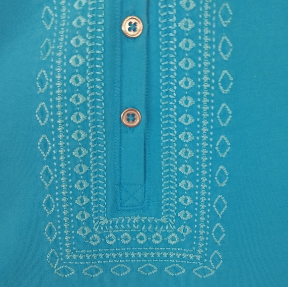 Coral Bay 1X Teal Embroidered Top - Picture 3 of 5